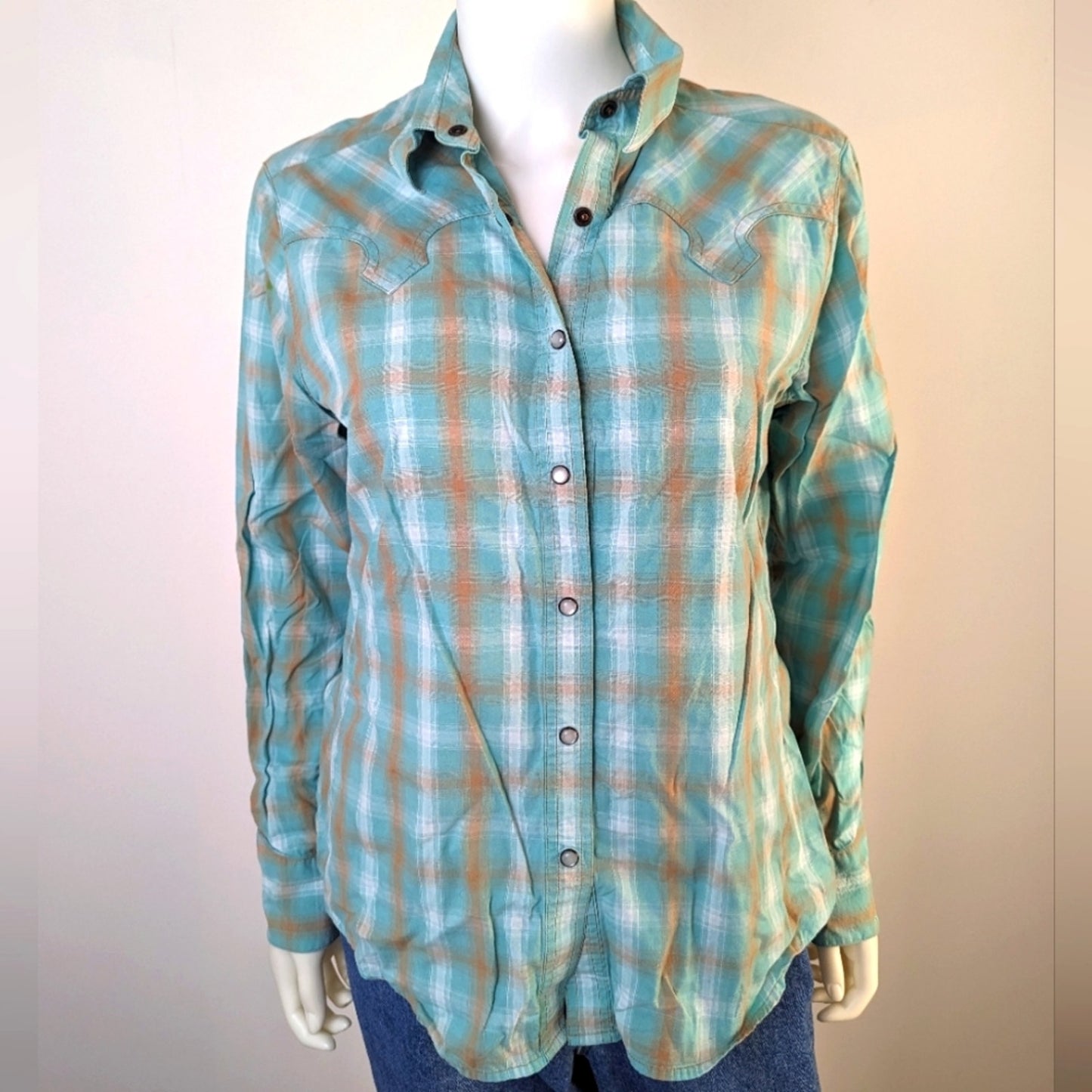 Rockies Plaid Button Front Shirt - L