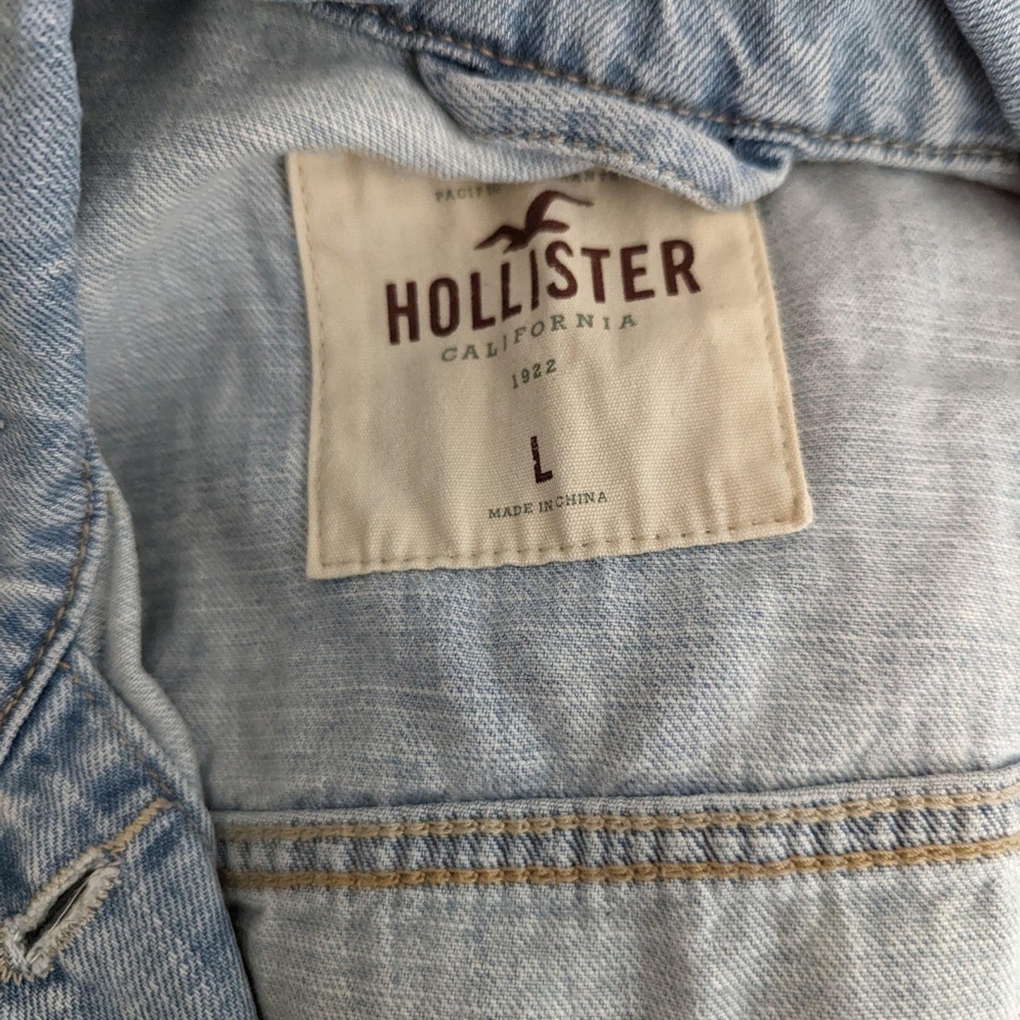 Hollister Distressed Acid Washed Denim Vest L