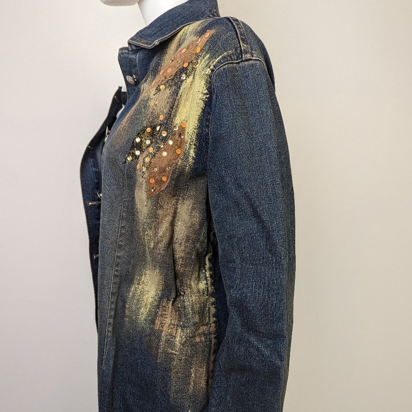 Vintage 80's T & J Hand Painted Jean Trench Coat