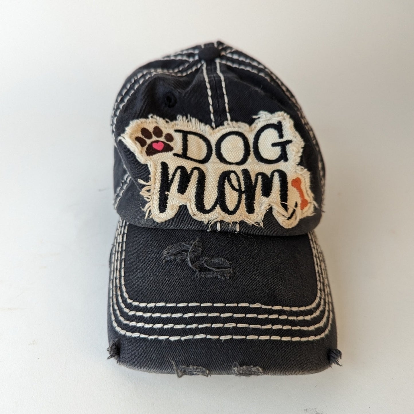 Dog Mom Distressed Ball Cap