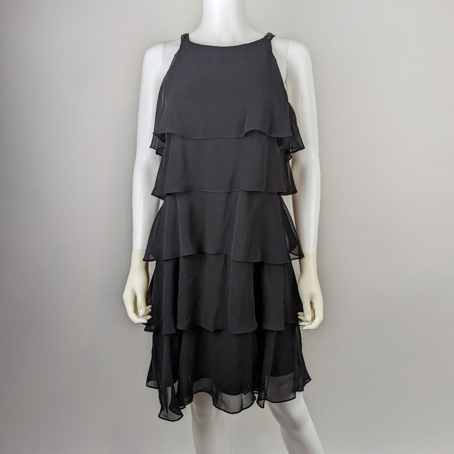 Black Tiered Ruffled Party Dress 8