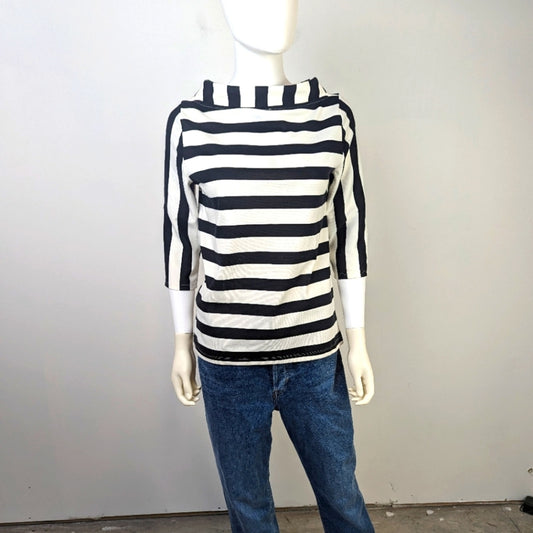 Anthropology Striped Mock Neck Shirt - S