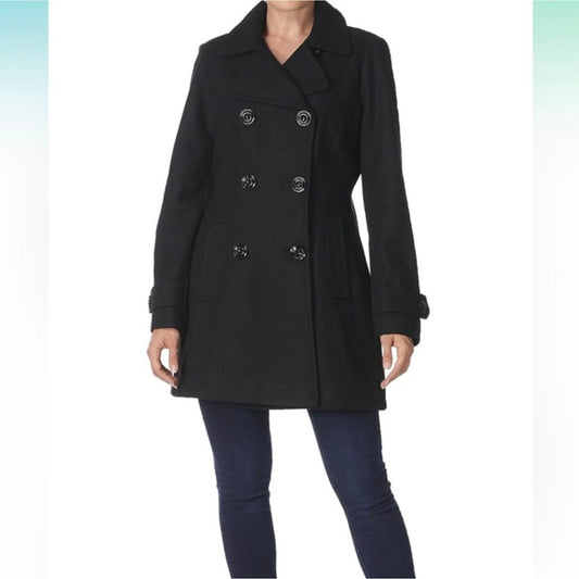 Anne Klein Double Breasted Wool Pea Coat / Small