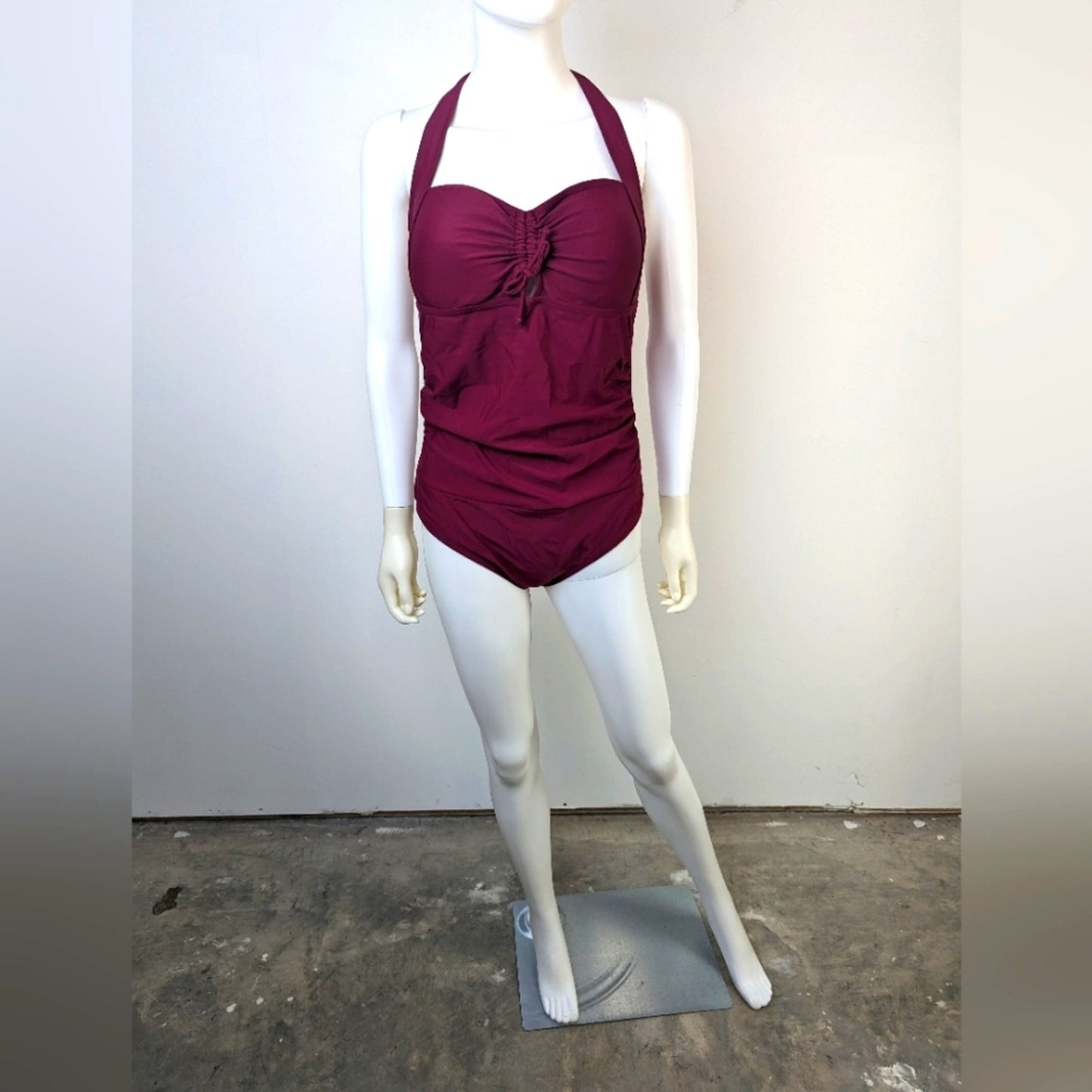 Burgundy One Piece Swimsuit M