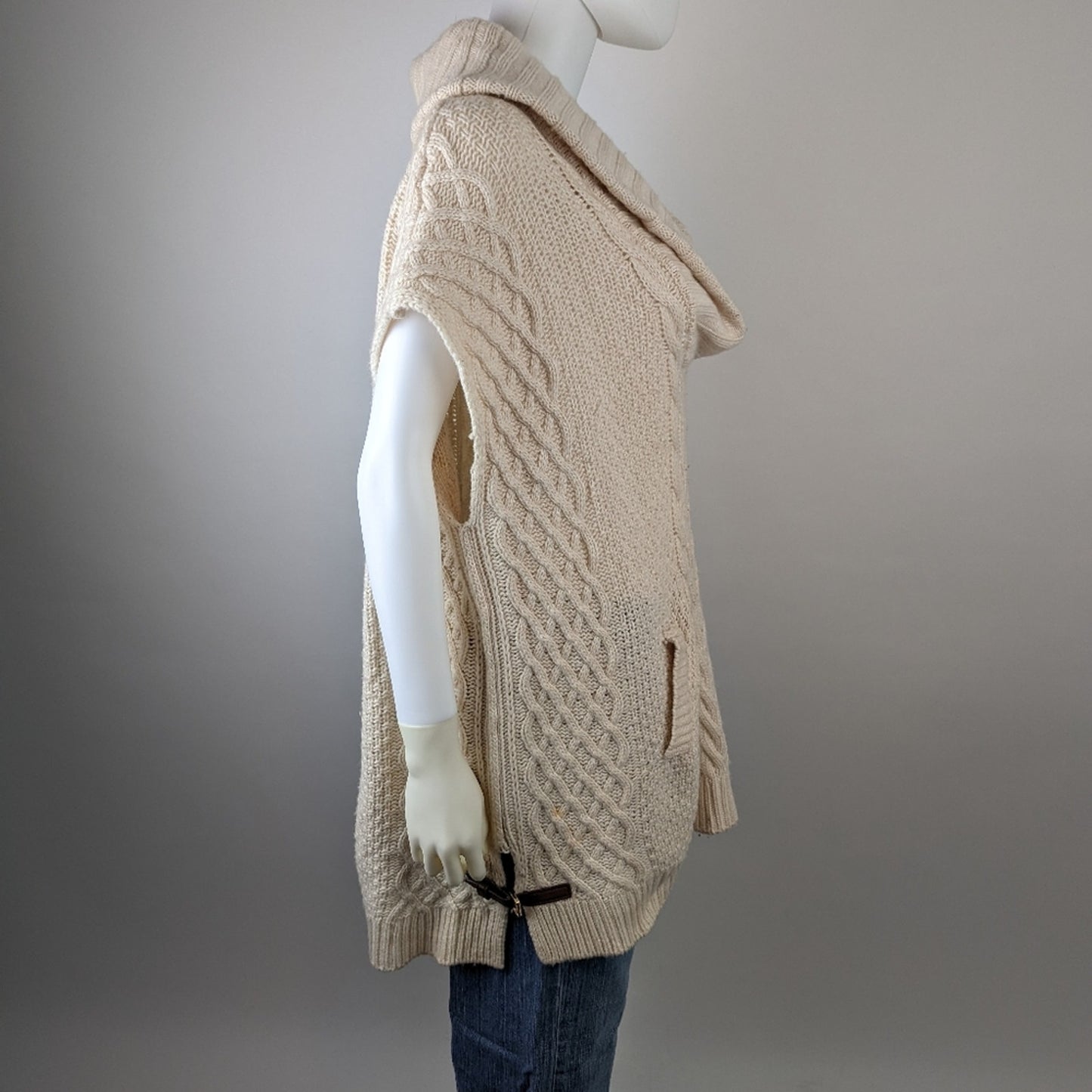 Joan Vass Knit Cream Sleeveless Cashmere Sweater M