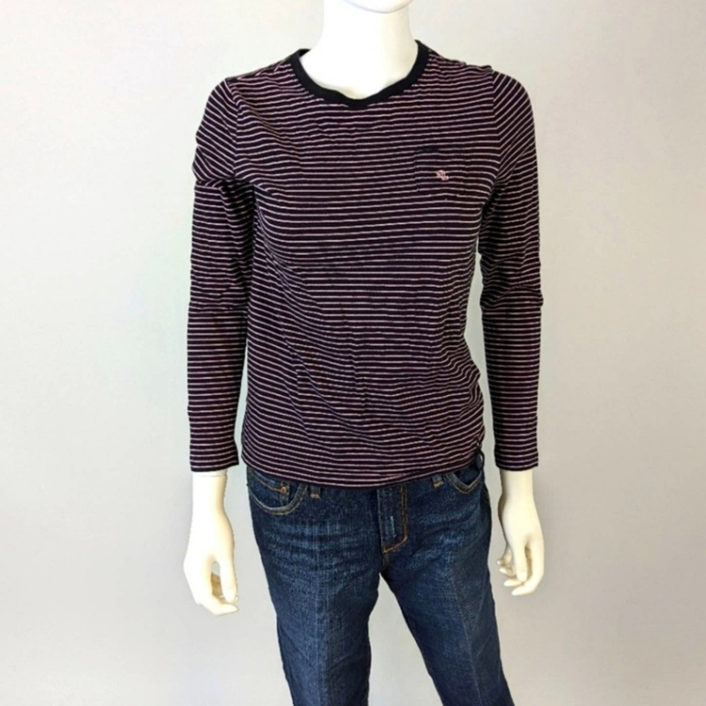 Lauren Ralph Lauren Striped Long Sleeve Tee Shirt / Small Petite