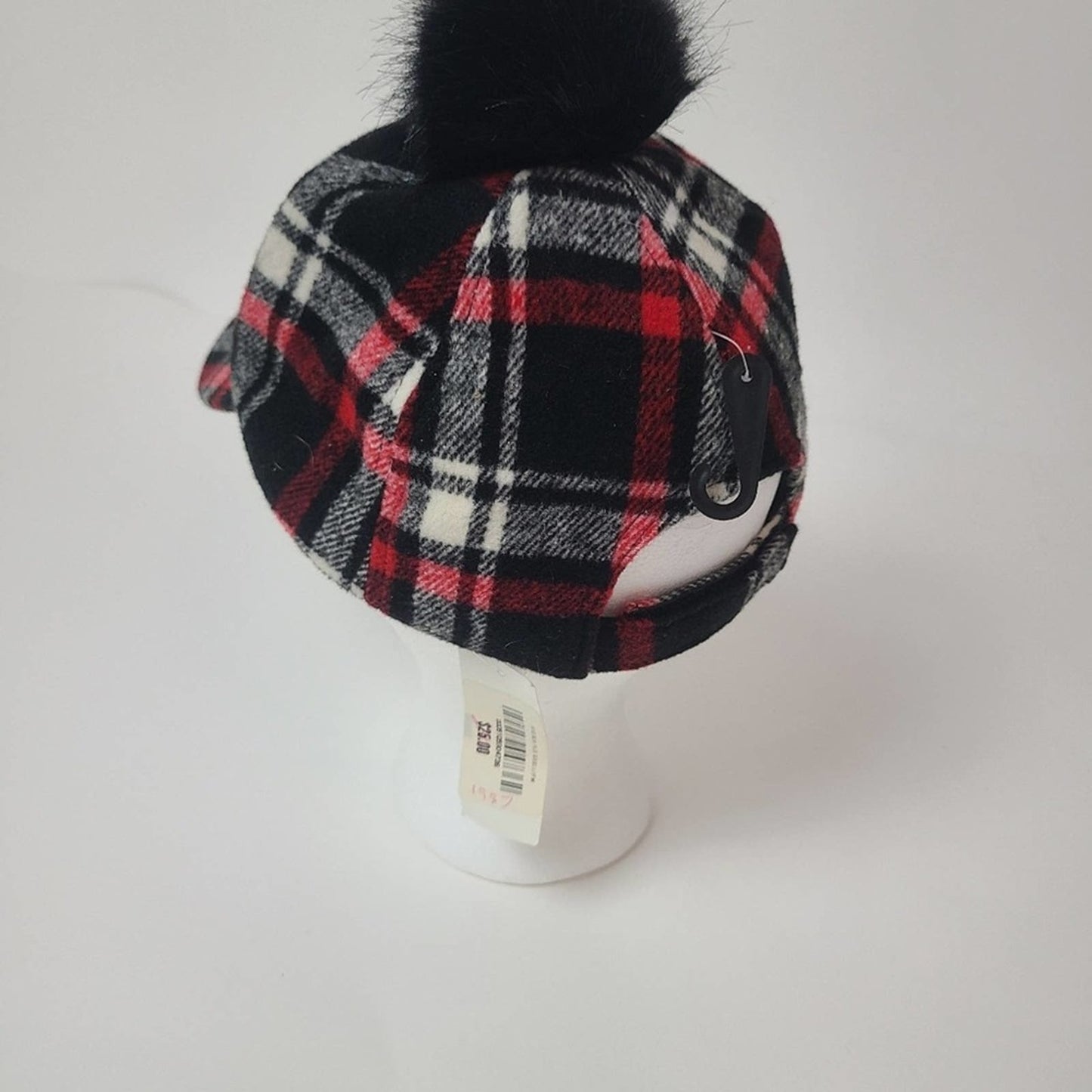 Anna & Ava Wool Pom Pom Plaid Cap