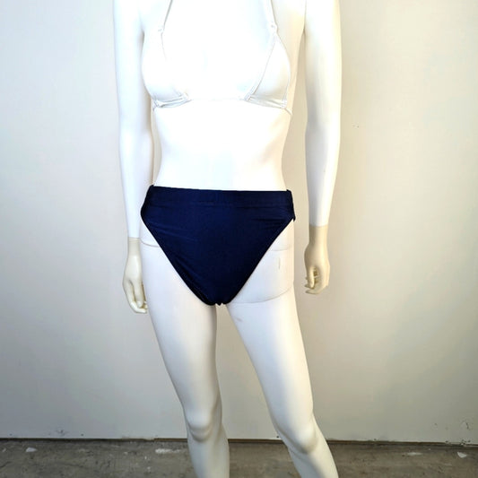 Navy Blue  High Rise/ Cut Bikini Bottom - 6