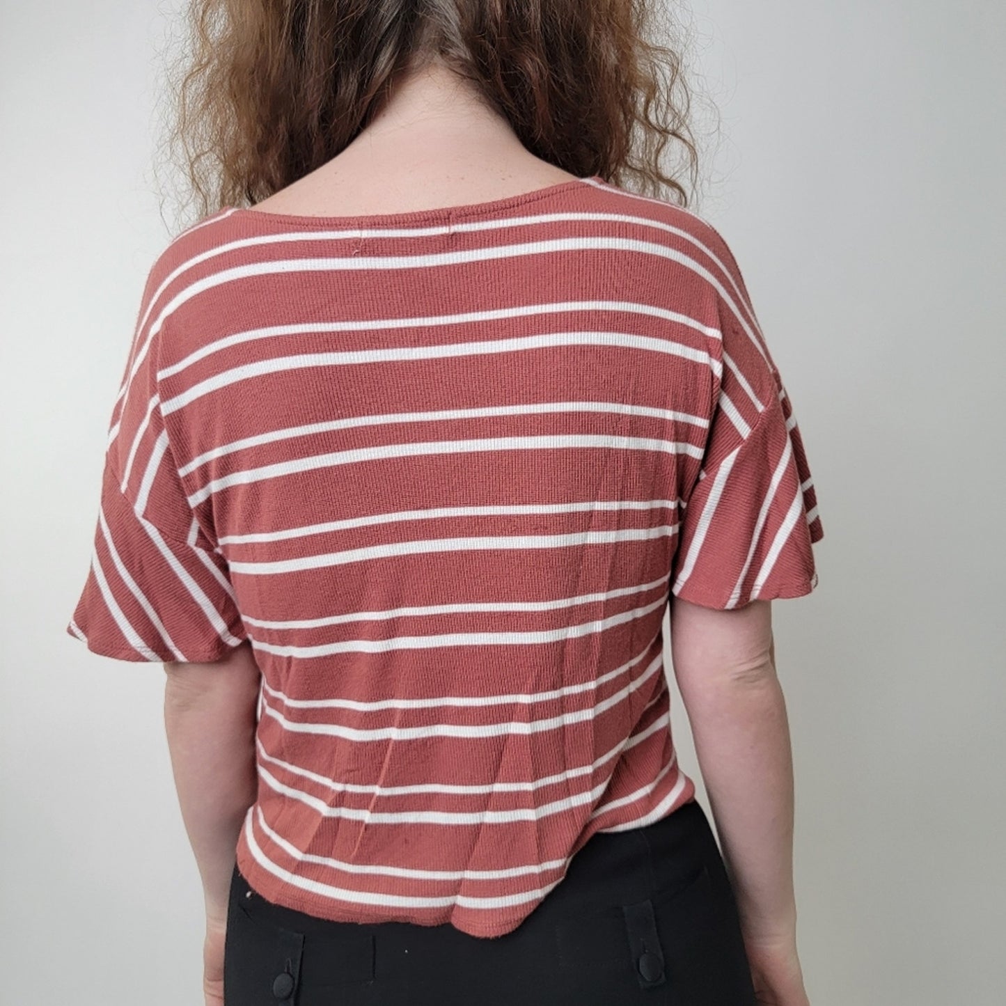 Chance or Fate Striped Cropped Tee Shirt M