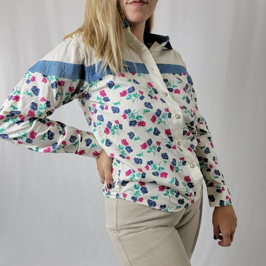 Vintage 90s Western Muted Multicolor Long Sleeve - S,L,XL