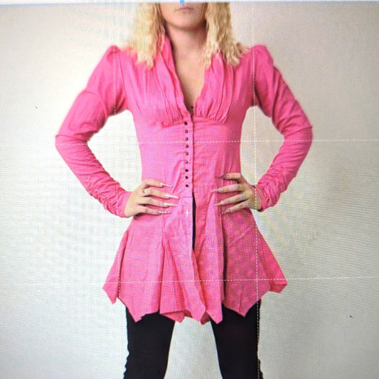 Vintage 80s Hot Neon Pink Frilly Dancers Dress Jacket