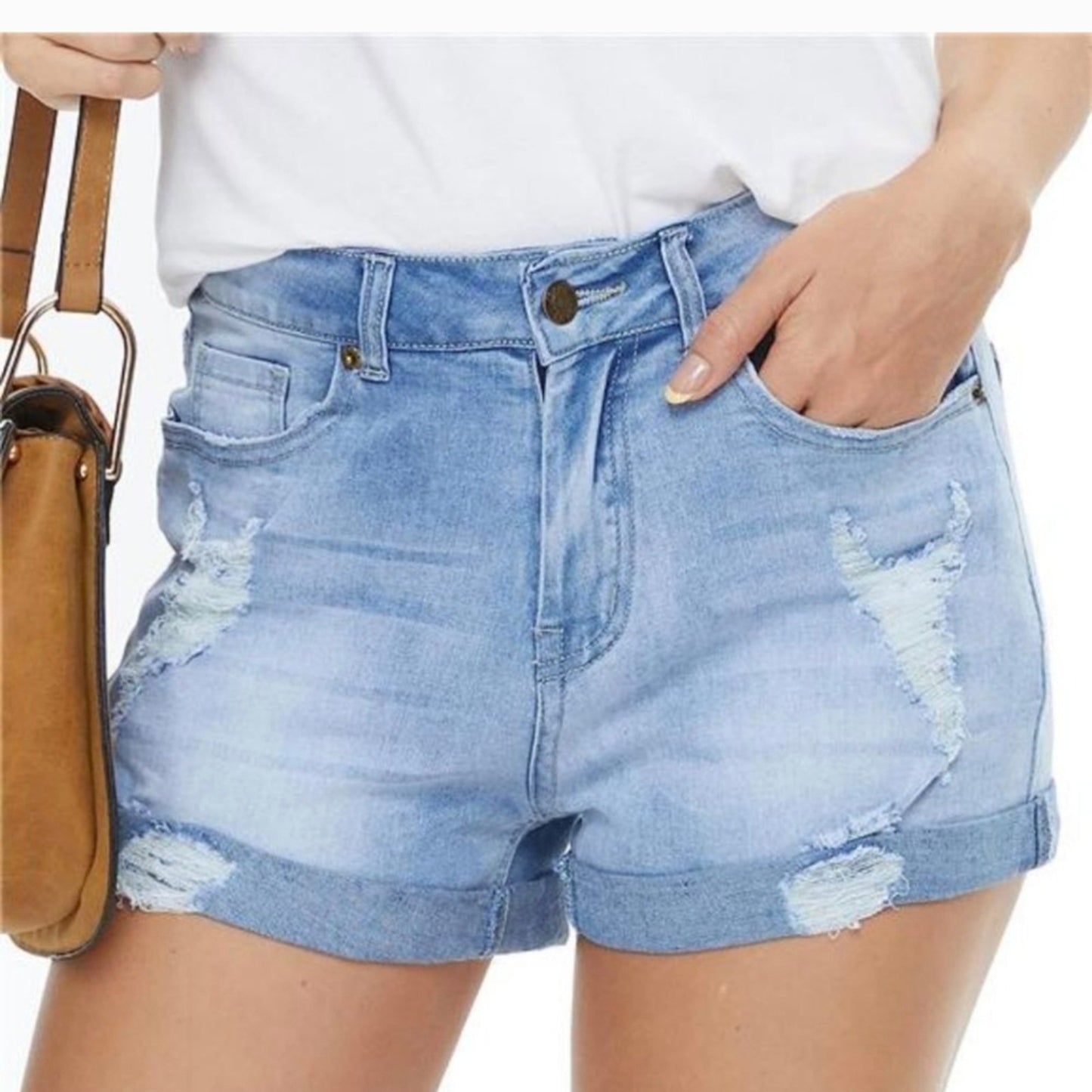 Dollhouse Distressed Mid Rise Jean Shorts