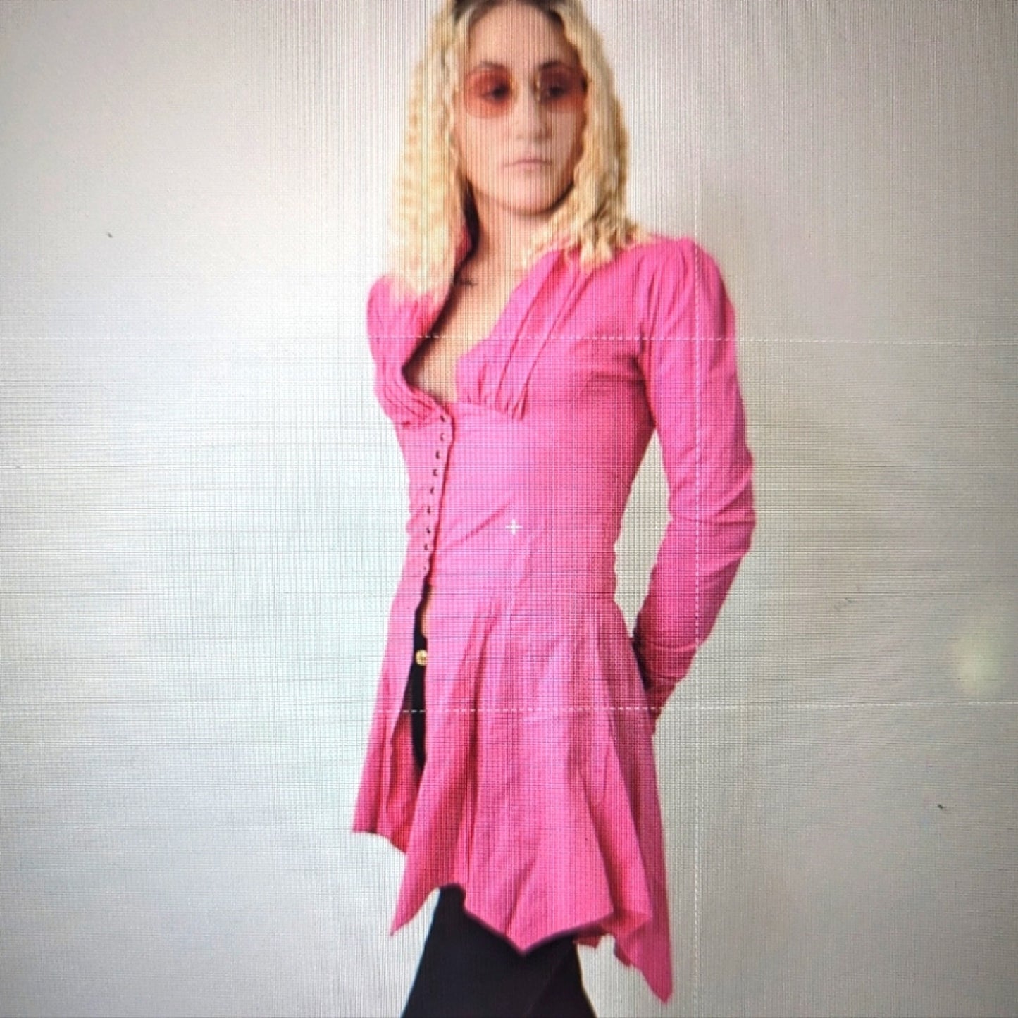 Vintage 80s Hot Neon Pink Frilly Dancers Dress Jacket