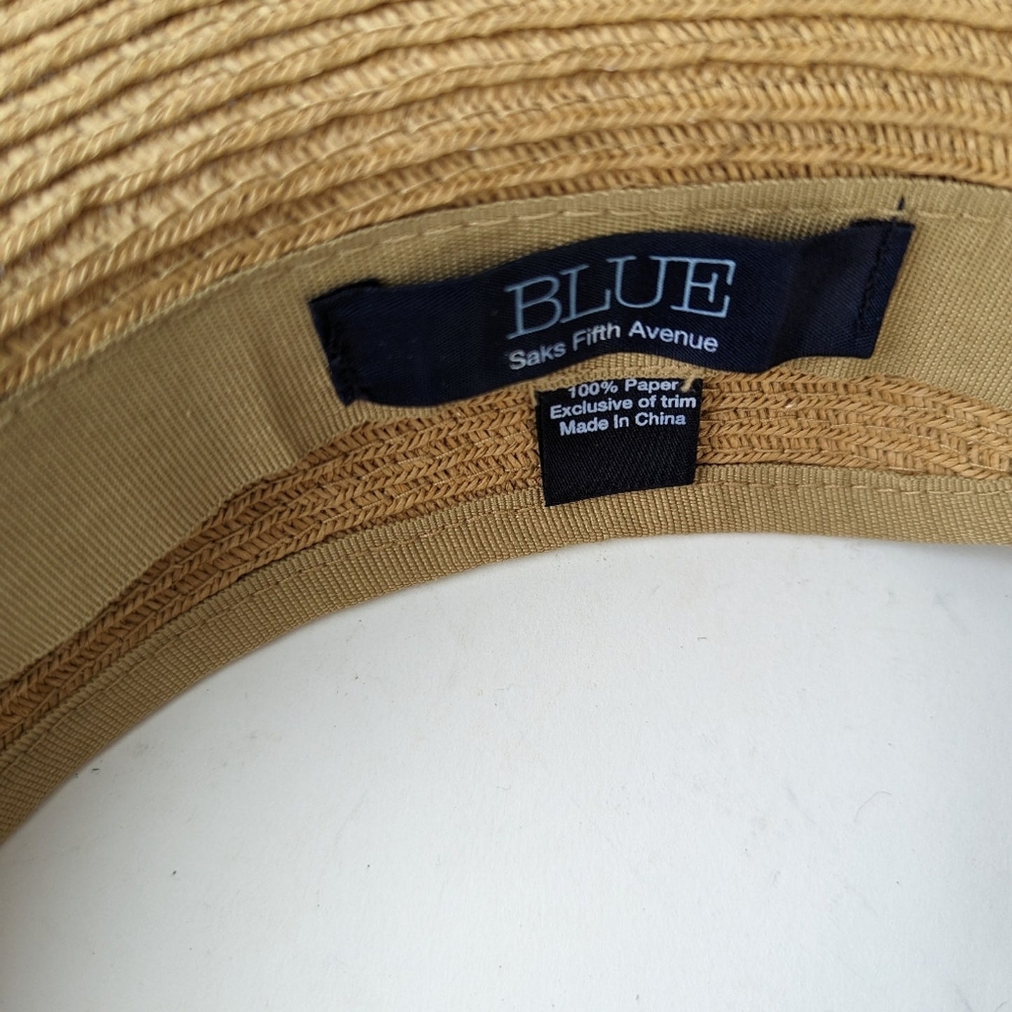 Blue Saks Fifth Avenue Straw Bow Hat