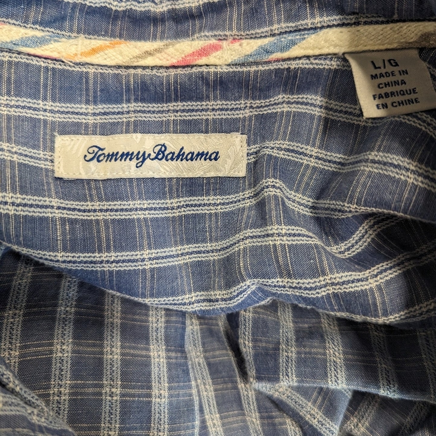 Tommy Bahama Linen Plaid Button Front Shirt - Large