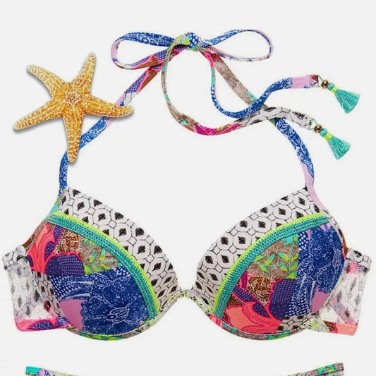 Victoria's Secret 34DD Tease Bali Patchwork Bikini Top