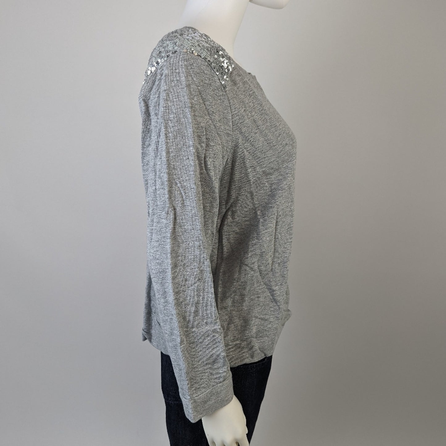 New Directions Heather Gray Sequined Cap Shoulders L