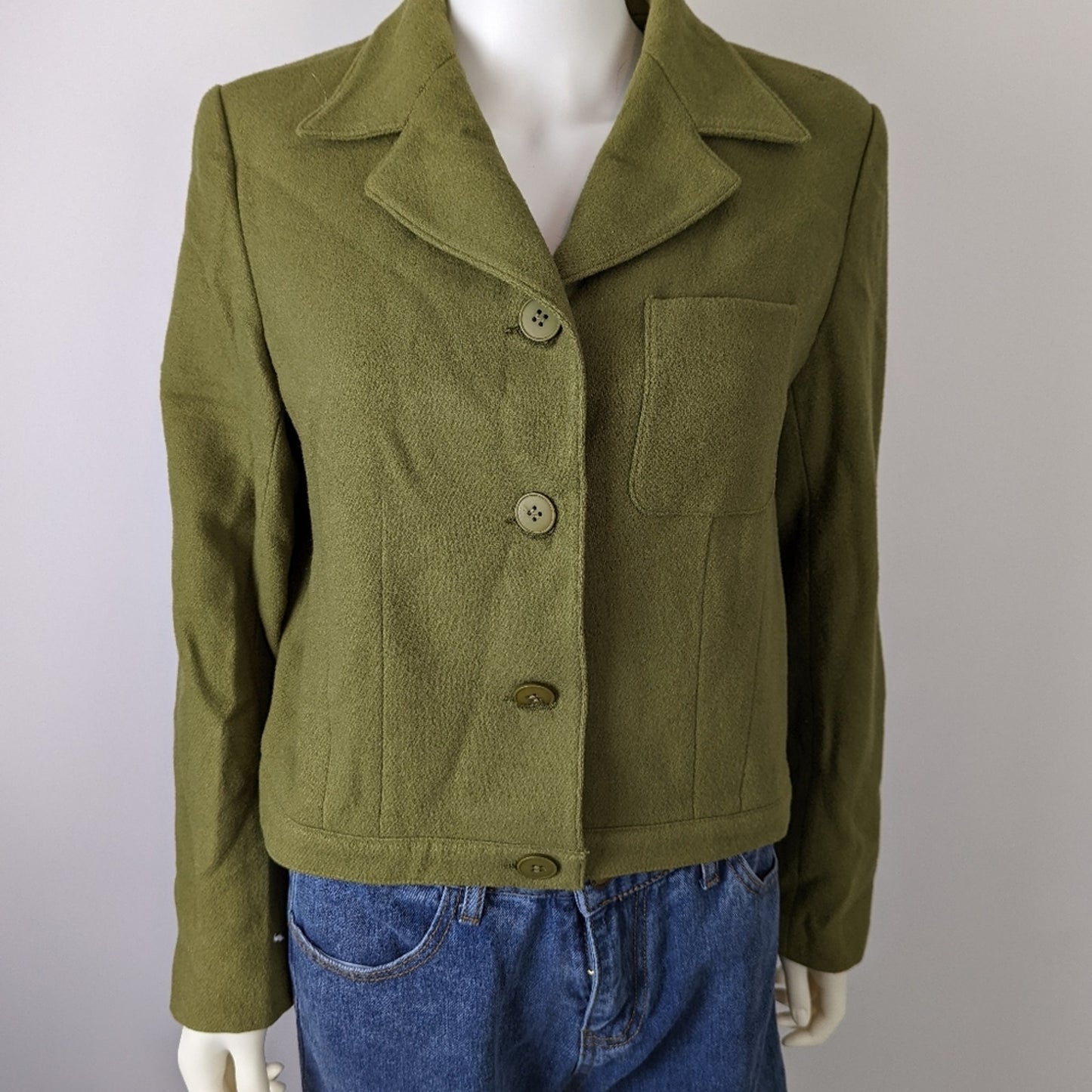 Vintage Green Cropped Wool Jacket 8