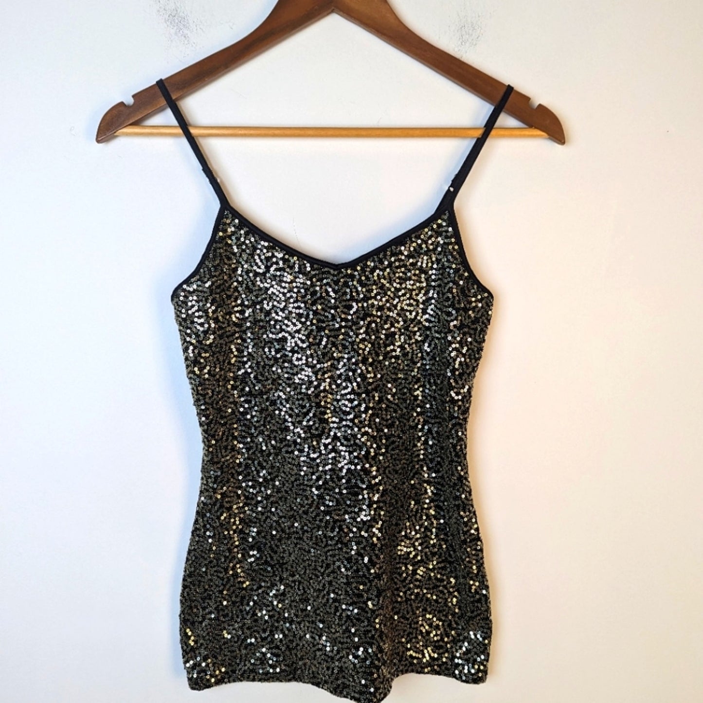 Express Gold Beaded Shimmering Tank Top / XS