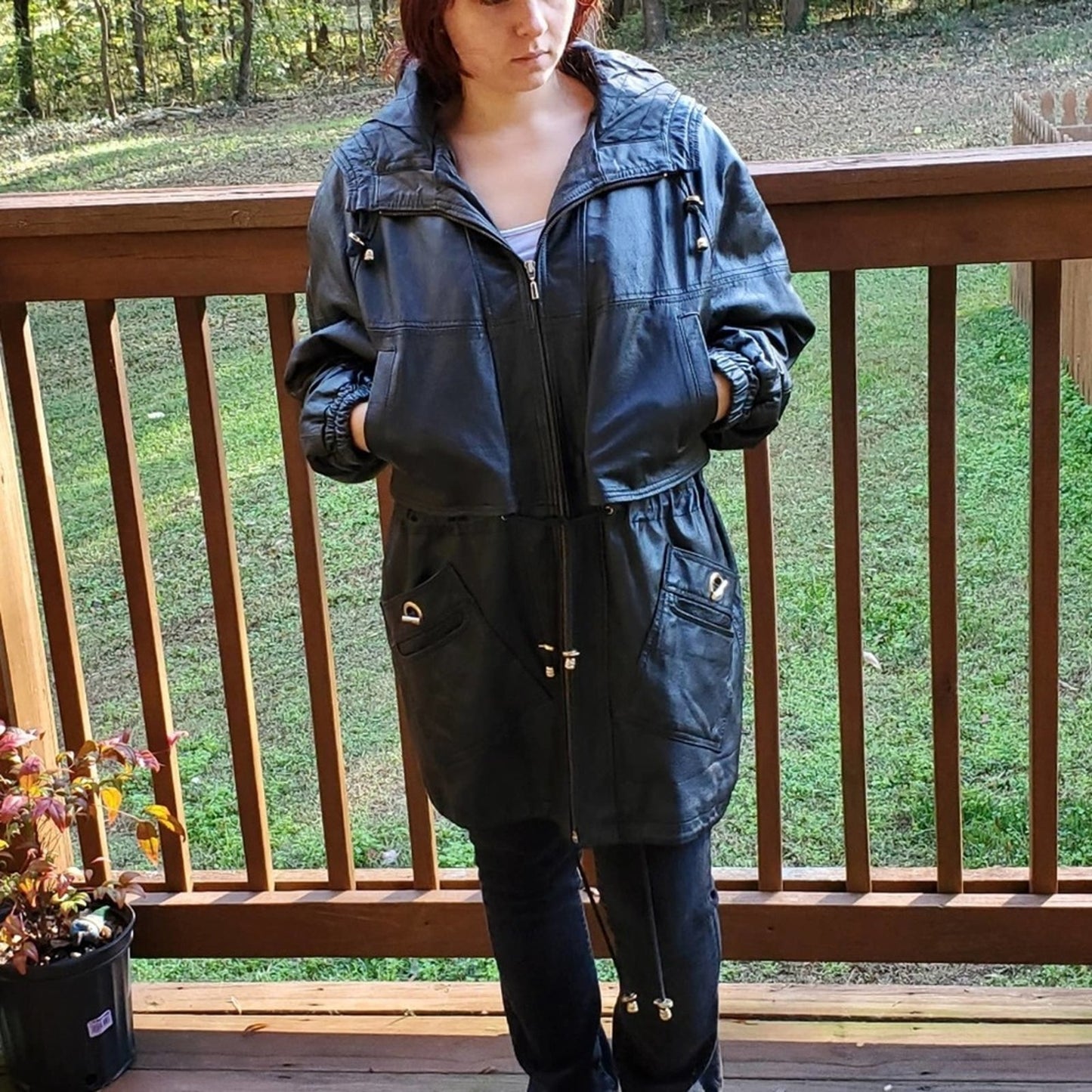 Vintage GIII Long Black Leather Duster