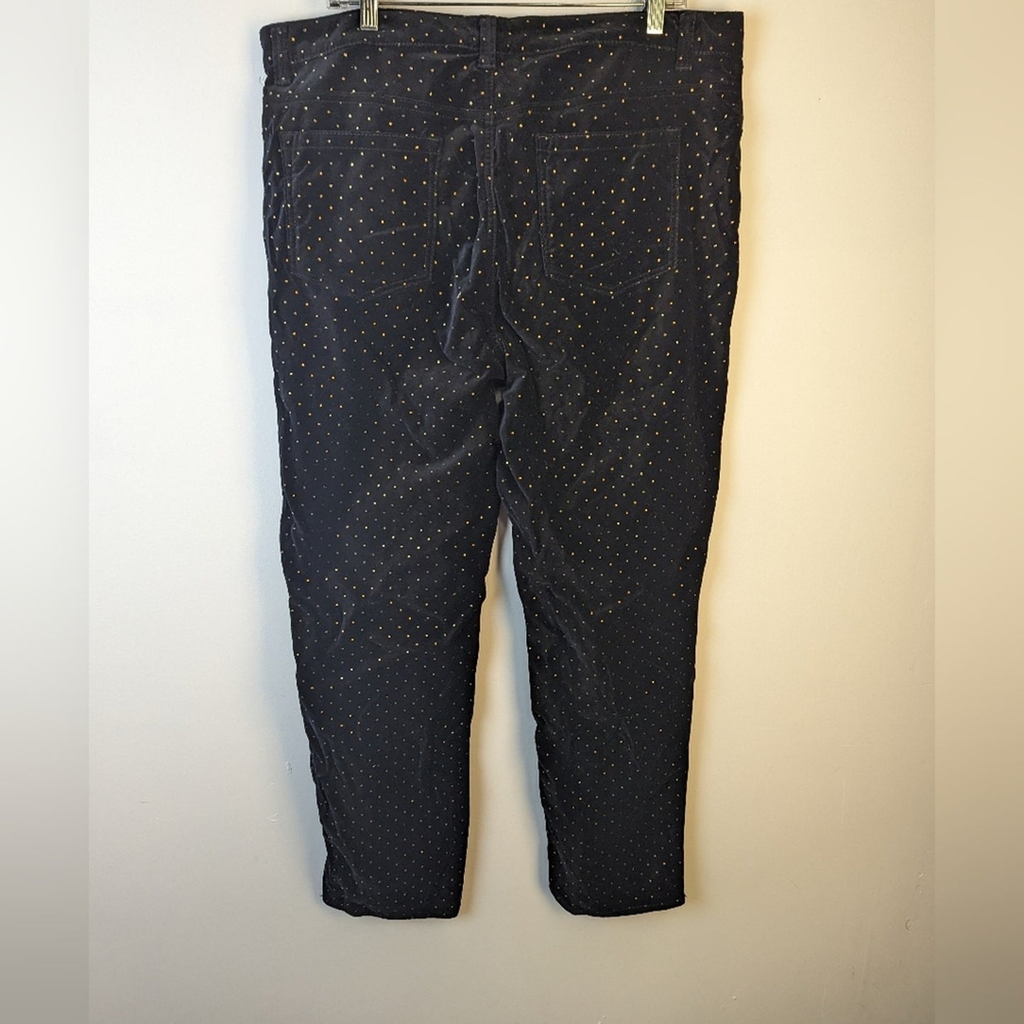 Talbots High Rise Straight Leg Velvet Polka Dot Pants - 16