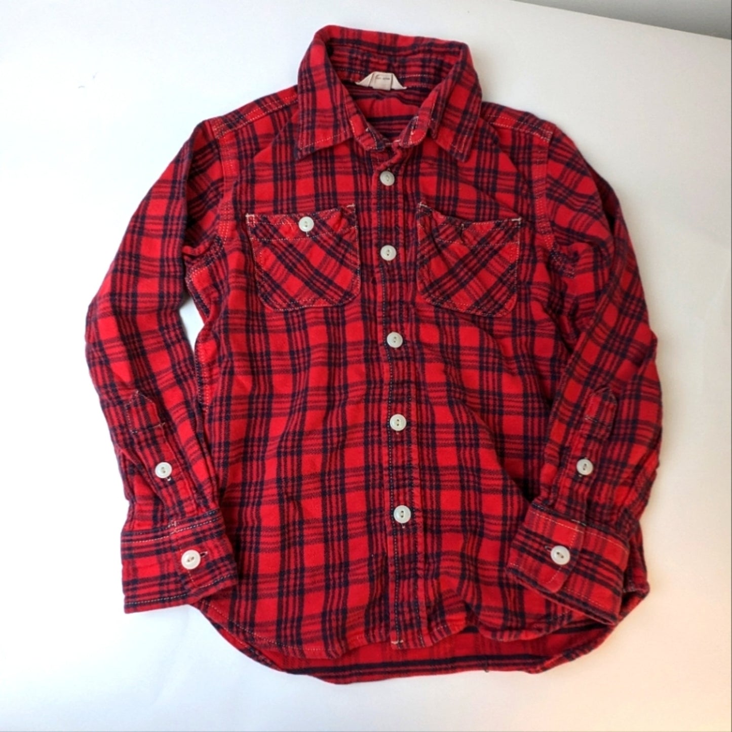 Lands End Plaid Button Front Shirt / Small