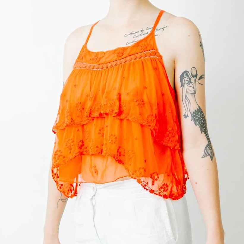 Free People Lace Layered Halter Top - Large