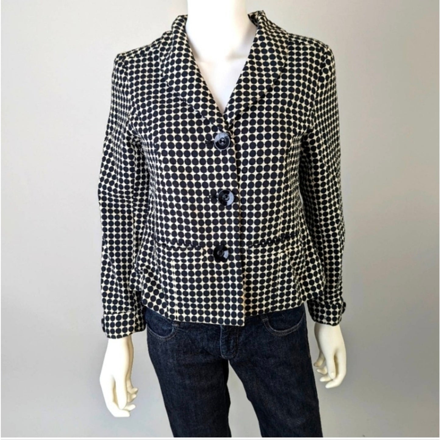 Vintage Polka Dot Cropped Jacket / Medium Petite