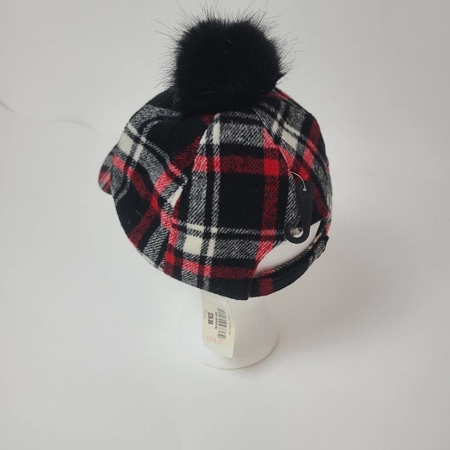 Anna & Ava Wool Pom Pom Plaid Cap