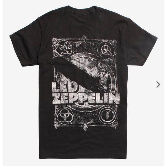 Led Zeppelin Zoso Blimp Distressed Print T-Shirt S