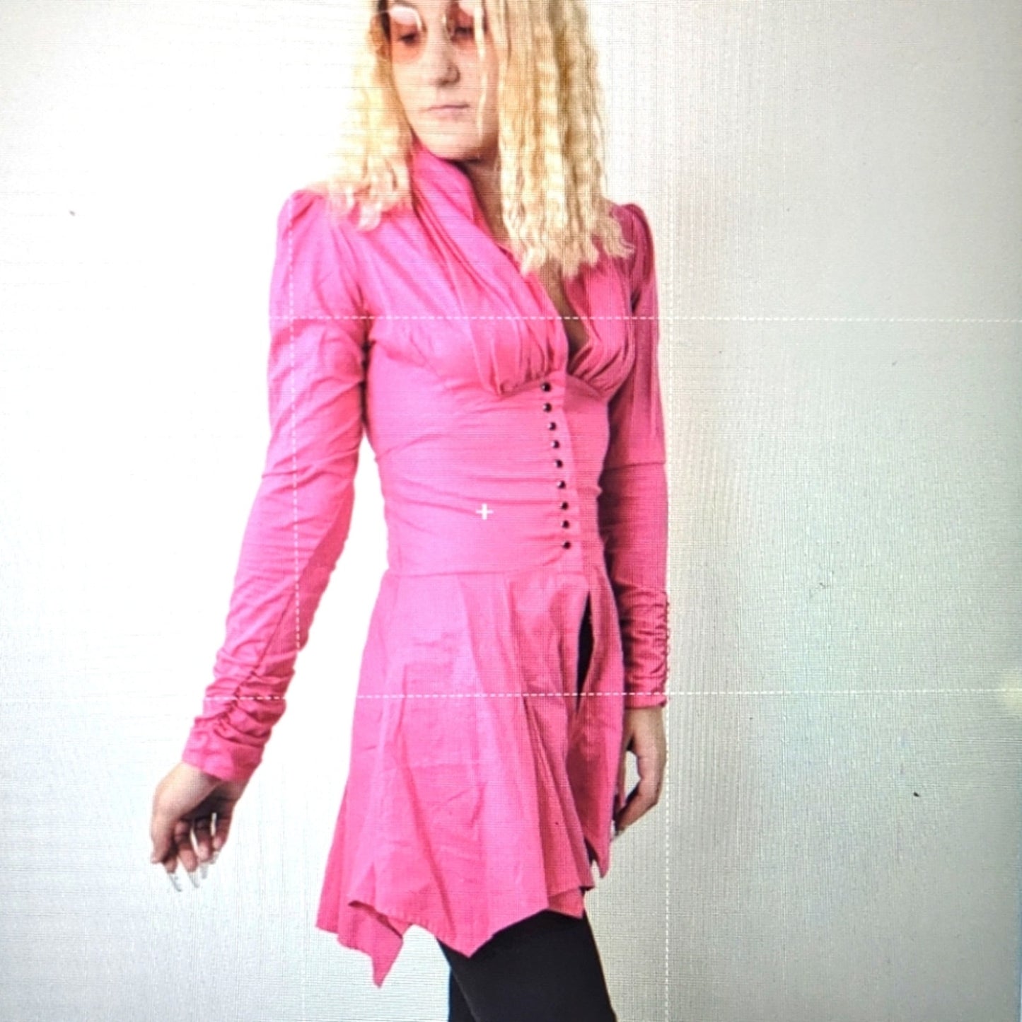 Vintage 80s Hot Neon Pink Frilly Dancers Dress Jacket