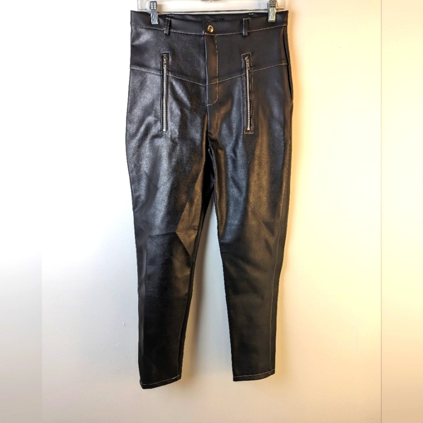 NWT Prettylittlething Black Faux Leather Pants / 8