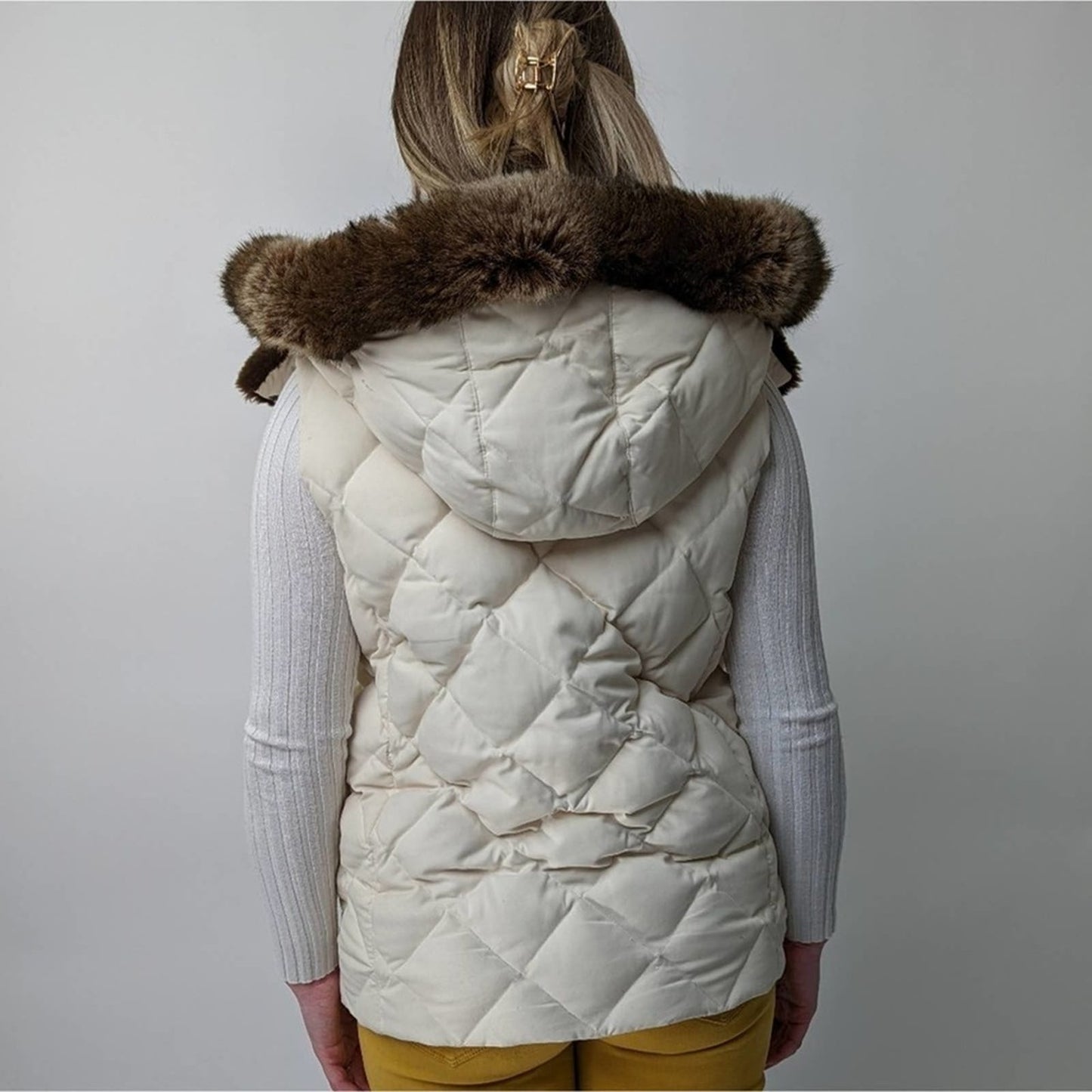 Lauren Ralph Lauren Creamy Quilted Hooded Puffer Vest