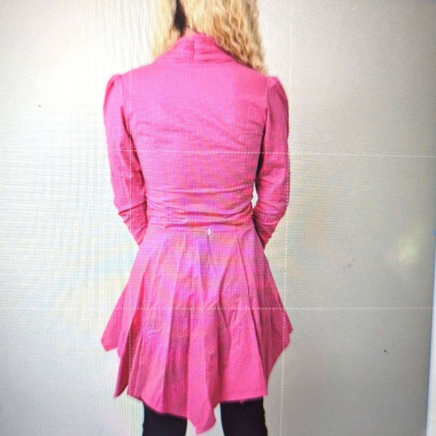 Vintage 80s Hot Neon Pink Frilly Dancers Dress Jacket