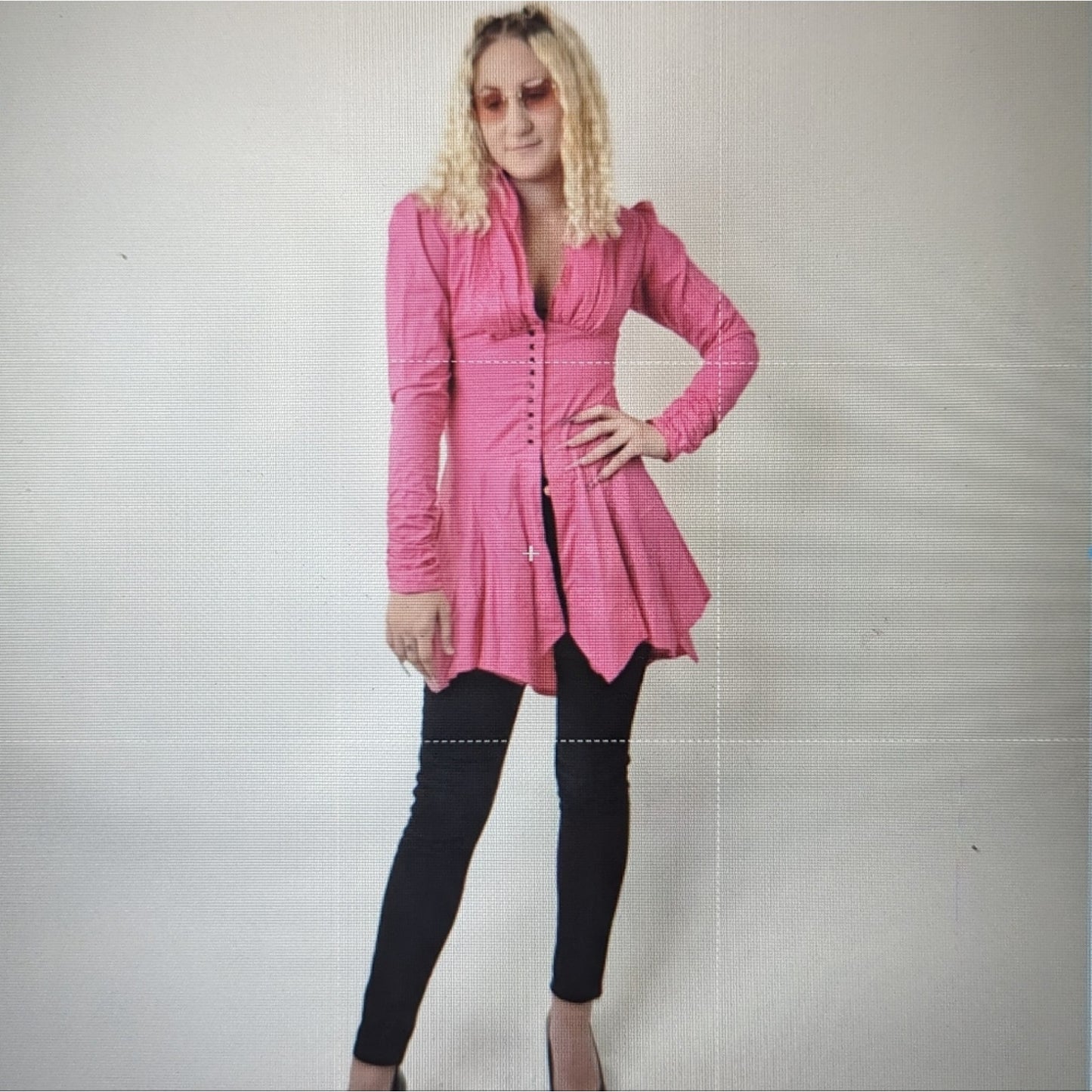 Vintage 80s Hot Neon Pink Frilly Dancers Dress Jacket