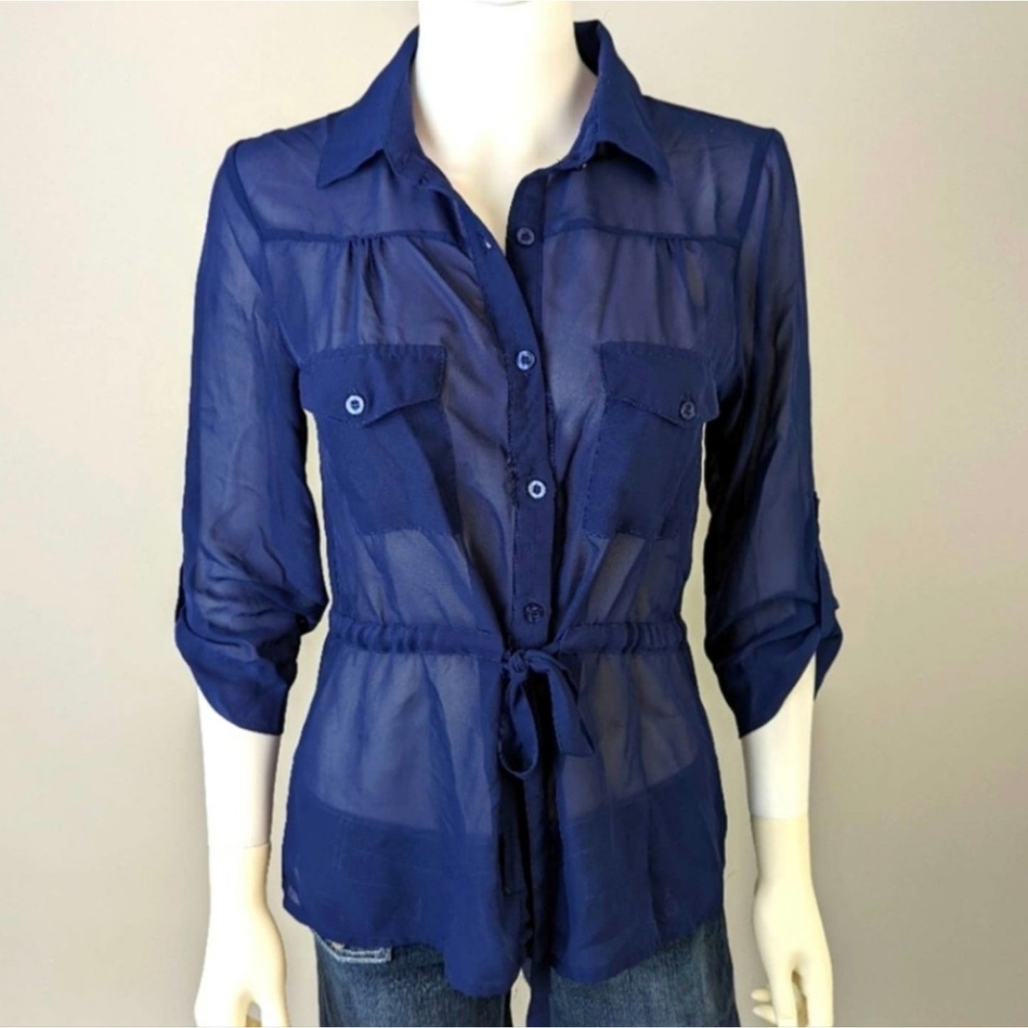 Pout Sheer Button Front Shirt / Small