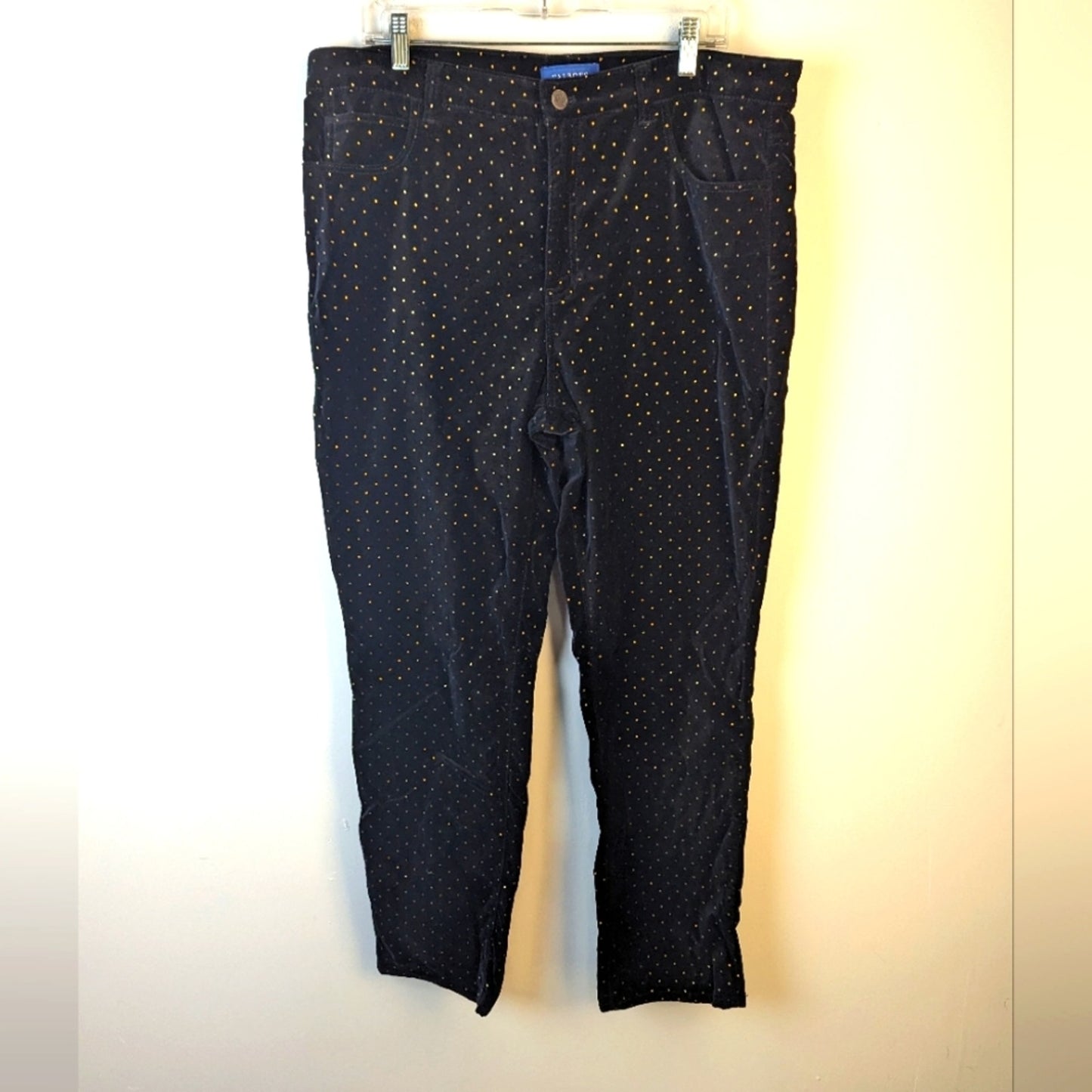 Talbots High Rise Straight Leg Velvet Polka Dot Pants - 16