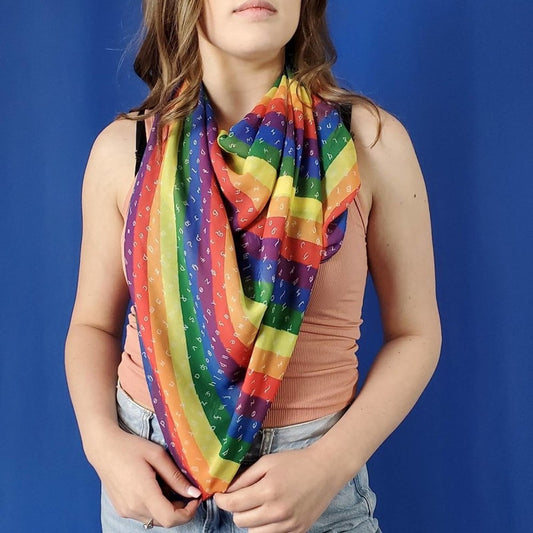 Rainbow Sheer Pride Letter Triangle Large Scarf