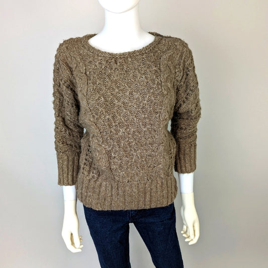 Loft  Cable Knit Chocolate Sweater XS