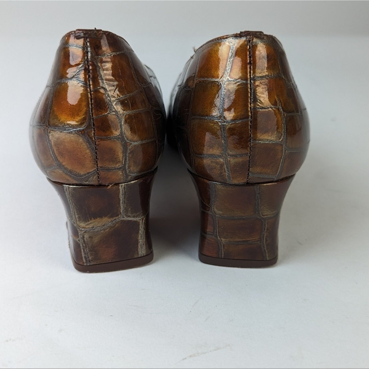 Vintage Melange Croc  Block Heels ,5.5