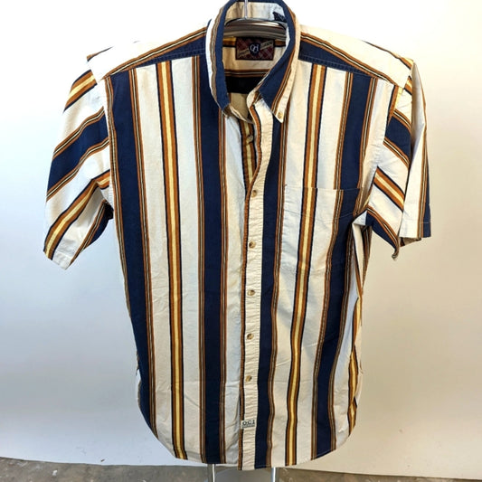 Vintage Men's Striped Button Front Shirt - Medium